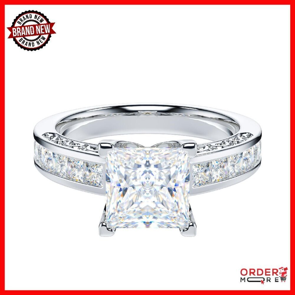 1.5CT Moissanite Sterling Silver Engagement Ring Size 7